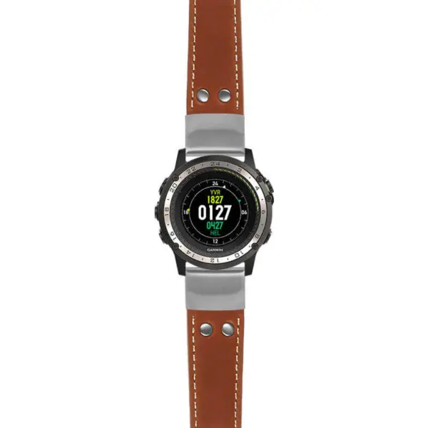 g.d2ch.ds15 Main Tan StrapsCo DASSARI Pilot Leather Watch Band with Brush Silver Buckle 22mm