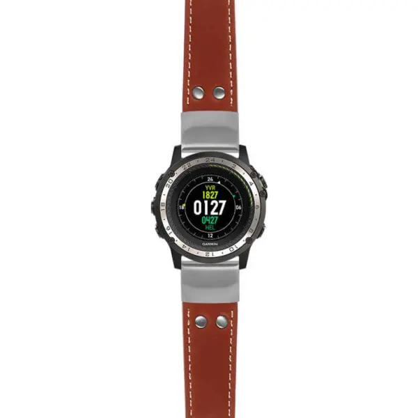 g.d2ch.ds15 Main Rust StrapsCo DASSARI Pilot Leather Watch Band with Brush Silver Buckle 22mm
