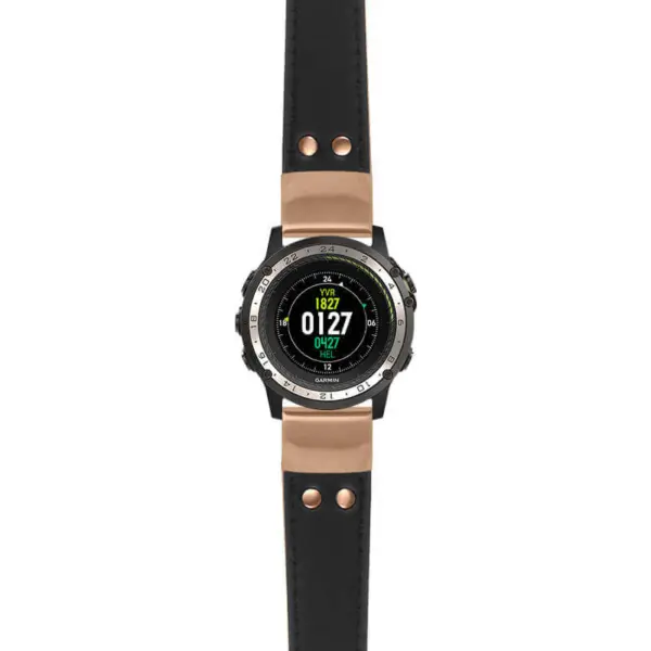 g.d2ch.ds15 Main Black StrapsCo DASSARI Pilot Leather Watch Band with Rose Gold Buckle 22mm