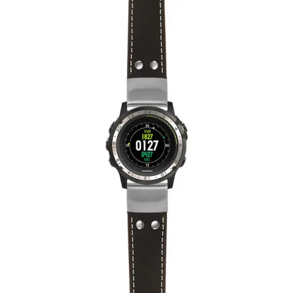 g.d2ch.ds14 Main Black StrapsCo DASSARI Vintage Leather Pilot Watch Band with Brush Silver Buckle 22mm