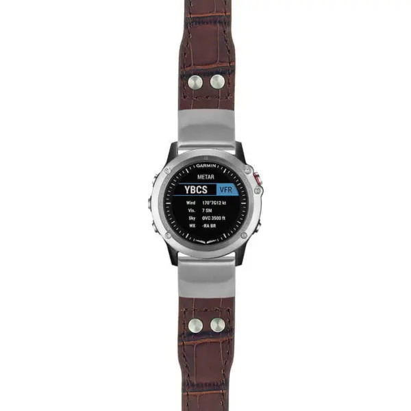 g.d2bv.iw1 Main Dark Brown StrapsCo DASSARI Aviator Crocodile Embossed Leather Strap 22mm