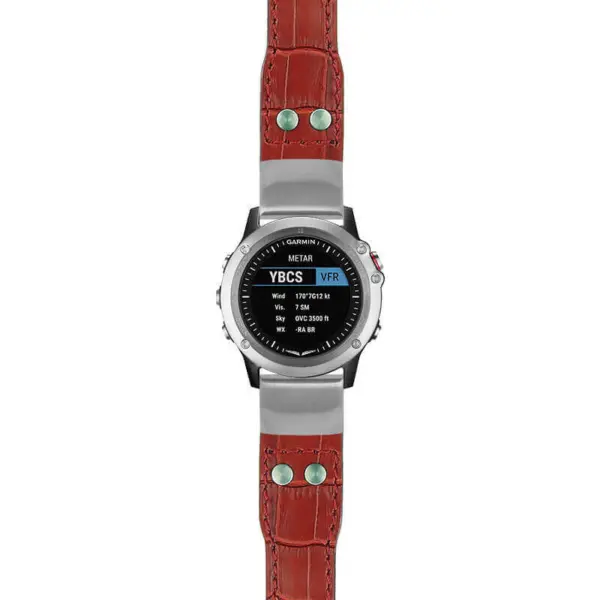 g.d2bv.iw1 Main Red StrapsCo DASSARI Aviator Crocodile Embossed Leather Strap 22mm
