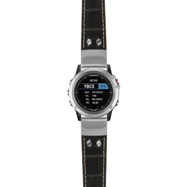 g.d2bv.ds16 Main Black StrapsCo DASSARI Croc Embossed Leather Pilot Watch Band with Brush Silver Buckle 22mm