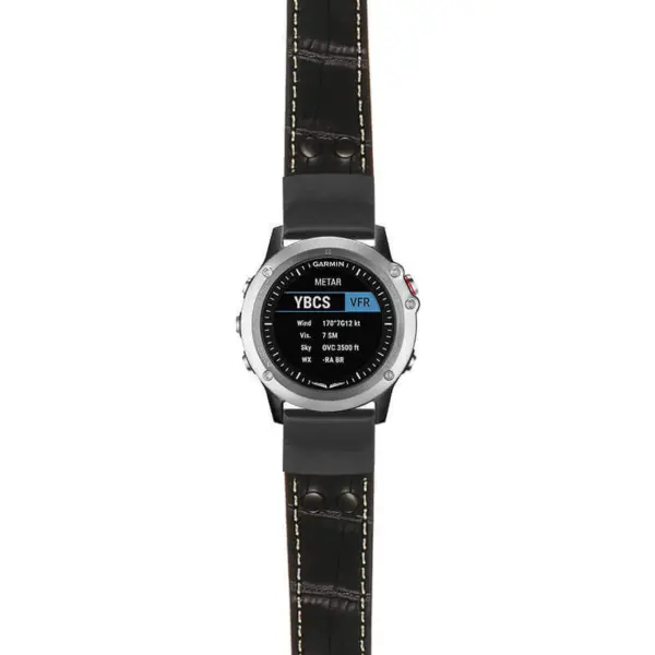g.d2bv.ds16 Main Black StrapsCo DASSARI Croc Embossed Leather Pilot Watch Band with Matte Black Buckle 22mm