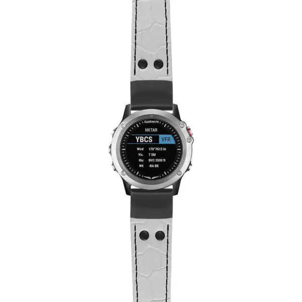 g.d2bv.ds16 Main White StrapsCo DASSARI Croc Embossed Leather Pilot Watch Band with Matte Black Buckle 22mm