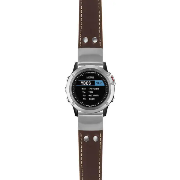 g.d2bv.ds15 Main Brown StrapsCo DASSARI Pilot Leather Watch Band with Brush Silver Buckle 22mm