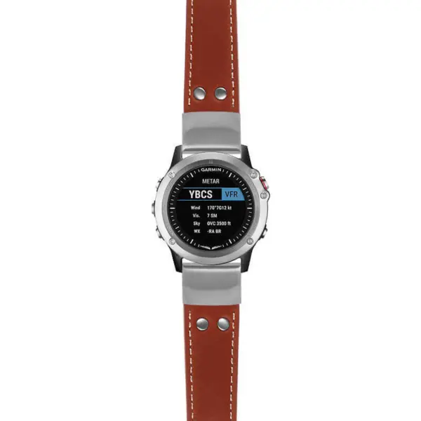 g.d2bv.ds15 Main Rust StrapsCo DASSARI Pilot Leather Watch Band with Brush Silver Buckle 22mm