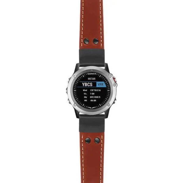 g.d2bv.ds15 Main Rust StrapsCo DASSARI Pilot Leather Watch Band with Matte Black Buckle 22mm