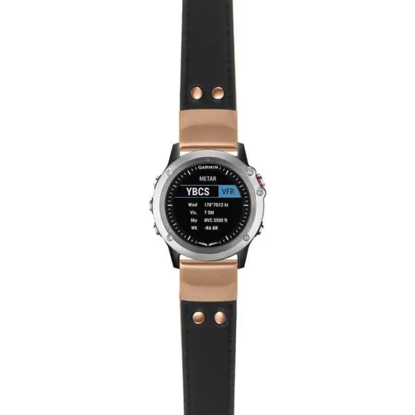 g.d2bv.ds15 Main Black StrapsCo DASSARI Pilot Leather Watch Band with Rose Gold Buckle 22mm