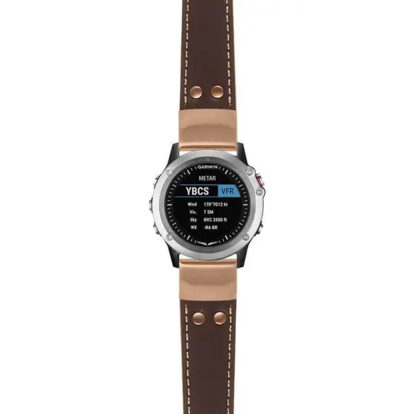 g.d2bv.ds15 Main Brown StrapsCo DASSARI Pilot Leather Watch Band with Rose Gold Buckle 22mm