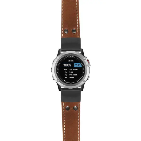 g.d2bv.ds14 Main Tan StrapsCo DASSARI Vintage Leather Pilot Watch Band with Matte Black Buckle 22mm