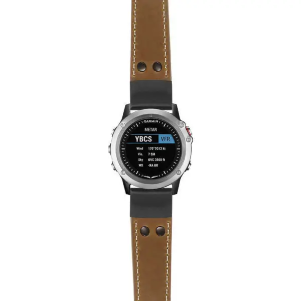 g.d2bv.ds14 Main Khaki StrapsCo DASSARI Vintage Leather Pilot Watch Band with Matte Black Buckle 22mm