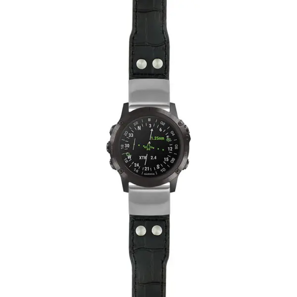 g.d2dpx.iw1 Main Black StrapsCo DASSARI Aviator Crocodile Embossed Leather Strap 22mm