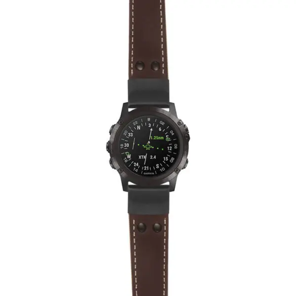 g.d2dpx.ds14 Main Brown StrapsCo DASSARI Vintage Leather Pilot Watch Band with Matte Black Buckle 22mm