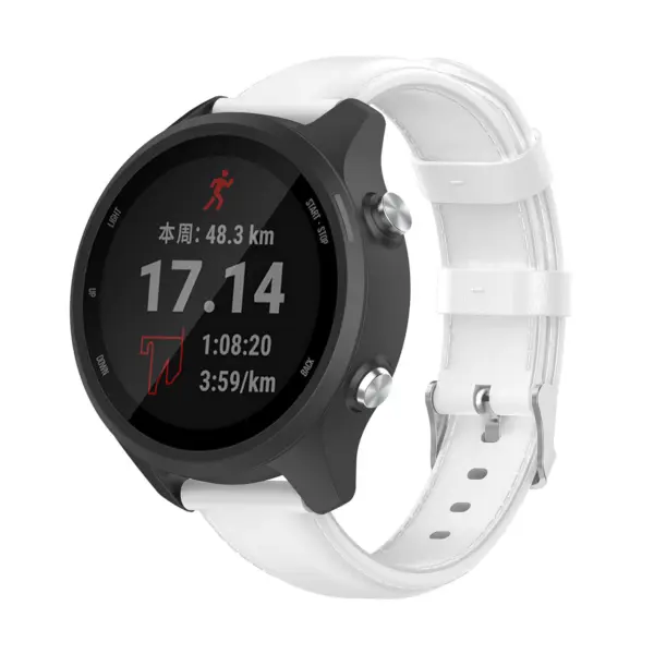 G.l4.22 Main White StrapsCo Leather Watch Band Strap For Garmin Forerunner 245 & Vivoactive 3