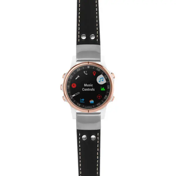 g.d2ds.ds15 Main Black with Ivory Stictching StrapsCo DASSARI Pilot Leather Watch Band with Brush Silver Buckle 20mm