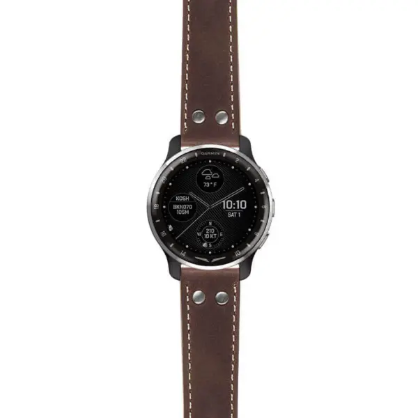 g.dax10.ds14 Main Brown StrapsCo DASSARI Vintage Leather Pilot Watch Band with Brush Silver Buckle 20mm