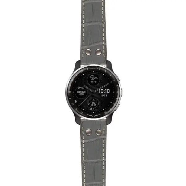 g.dax10.ds16 Main Grey StrapsCo DASSARI Croc Embossed Leather Pilot Watch Band with Brush Silver Buckle 20mm