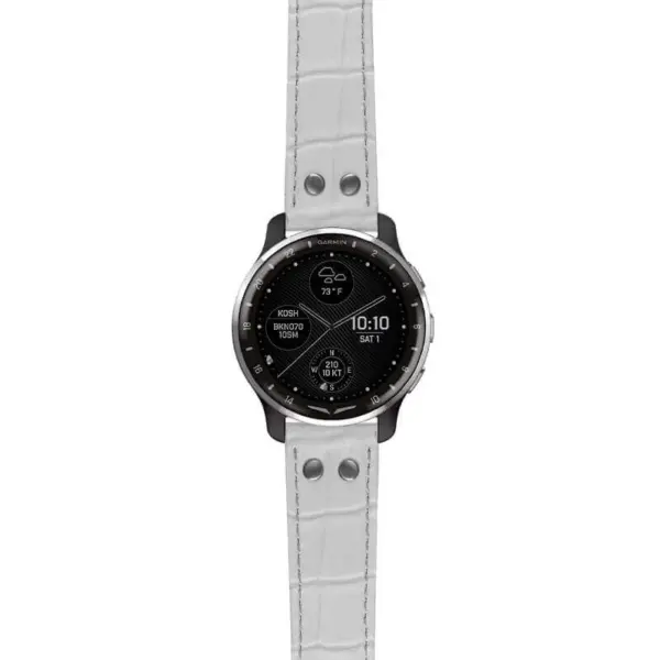 g.dax10.ds16 Main White StrapsCo DASSARI Croc Embossed Leather Pilot Watch Band with Brush Silver Buckle 20mm