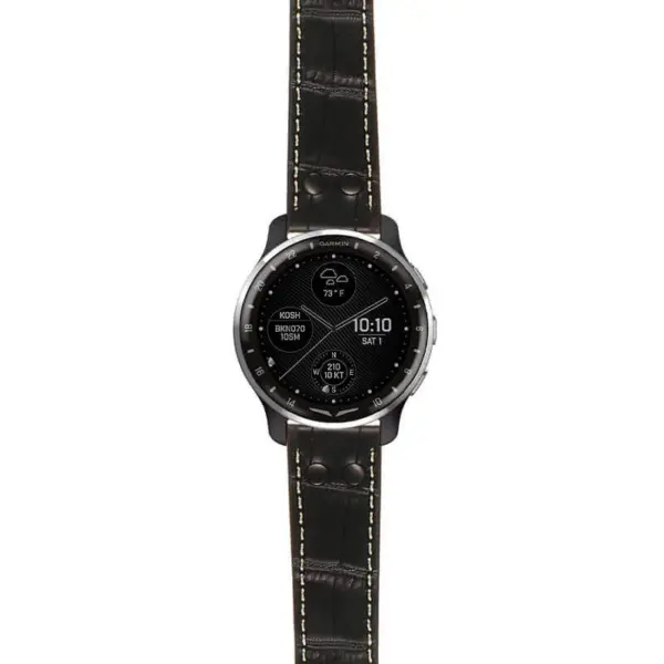 g.dax10.ds16 Main Black StrapsCo DASSARI Croc Embossed Leather Pilot Watch Band with Matte Black Buckle 20mm