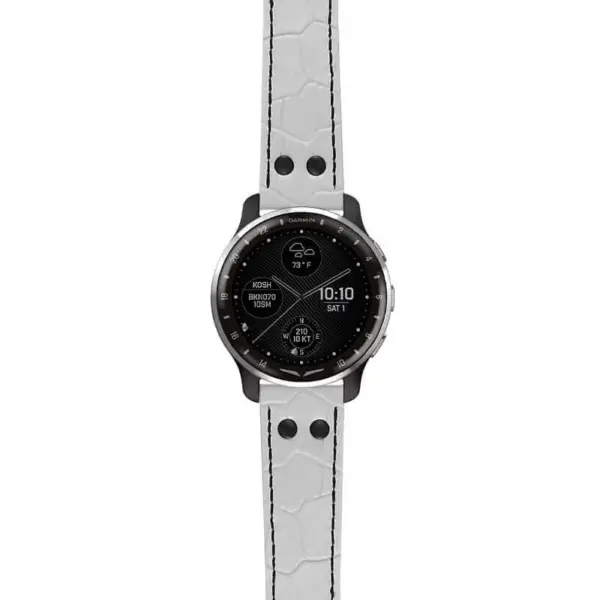 g.dax10.ds16 Main White StrapsCo DASSARI Croc Embossed Leather Pilot Watch Band with Matte Black Buckle 20mm