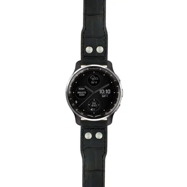 g.dax10.iw1 Main Black StrapsCo DASSARI Aviator Crocodile Embossed Leather Strap 20mm