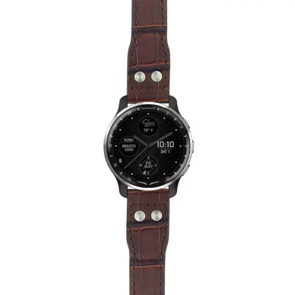 g.dax10.iw1 Main Dark Brown StrapsCo DASSARI Aviator Crocodile Embossed Leather Strap 20mm