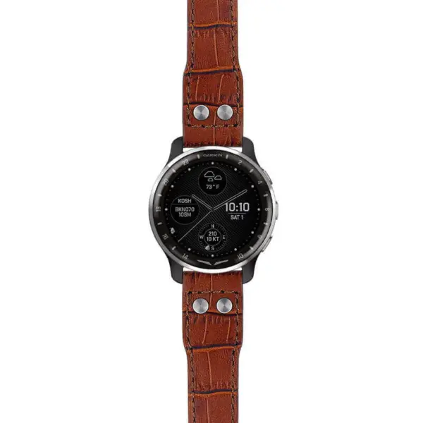 g.dax10.iw1 Main Brown StrapsCo DASSARI Aviator Crocodile Embossed Leather Strap 20mm