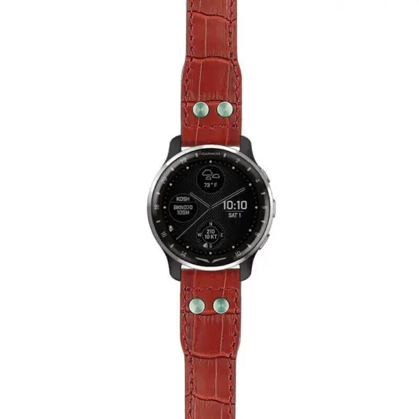 g.dax10.iw1 Main Red StrapsCo DASSARI Aviator Crocodile Embossed Leather Strap 20mm