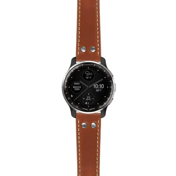 g.dax10.ds15 Main Tan StrapsCo DASSARI Pilot Leather Watch Band with Brush Silver Buckle 20mm