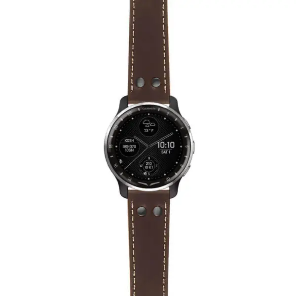 g.dax10.ds15 Main Brown StrapsCo DASSARI Pilot Leather Watch Band with Matte Black Buckle 20mm
