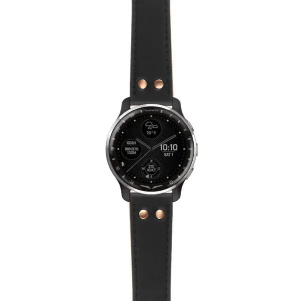 g.dax10.ds15 Main Black StrapsCo DASSARI Pilot Leather Watch Band with Rose Gold Buckle 20mm