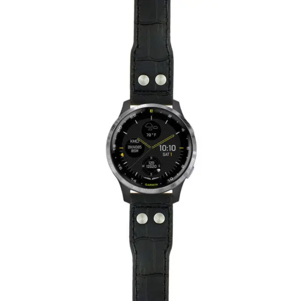 g.d2a.iw1 Main Black StrapsCo DASSARI Aviator Crocodile Embossed Leather Strap 20mm