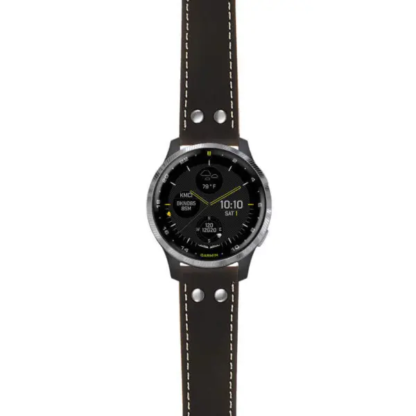 g.d2a.ds14 Main Black StrapsCo DASSARI Vintage Leather Pilot Watch Band with Brush Silver Buckle 20mm