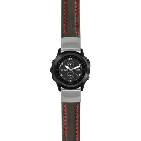 g.tbv.st23 Main Black & Red StrapsCo Heavy Duty Mens Leather Watch Band Strap 22mm