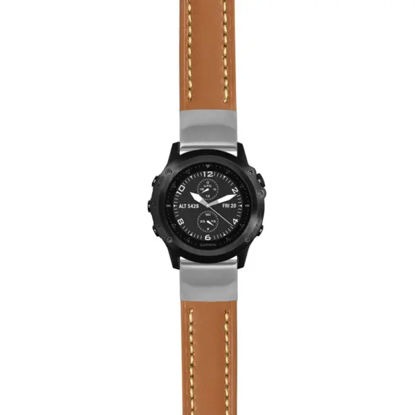 g.tbv.st23 Main Tan & White StrapsCo Heavy Duty Mens Leather Watch Band Strap 22mm