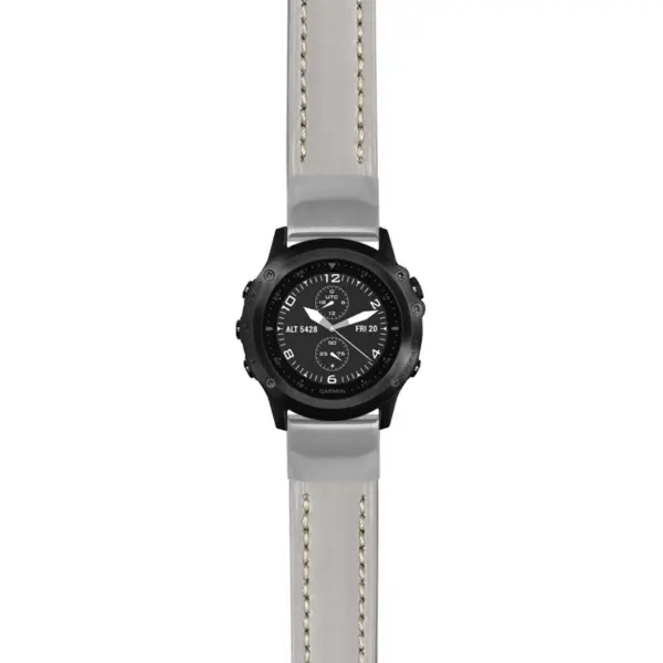 g.tbv.st23 Main Grey & White StrapsCo Heavy Duty Mens Leather Watch Band Strap 22mm