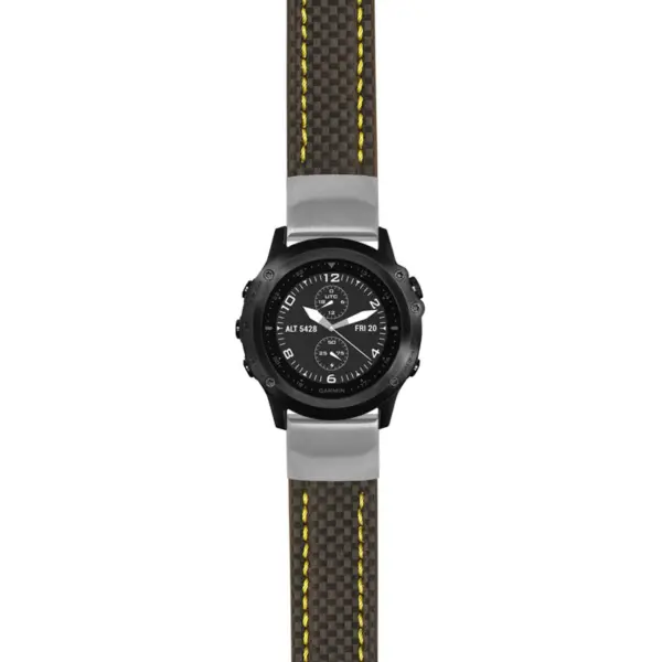 g.tbv.st25 Main Black & Yellow StrapsCo Heavy Duty Carbon Fiber Watch Strap 22mm