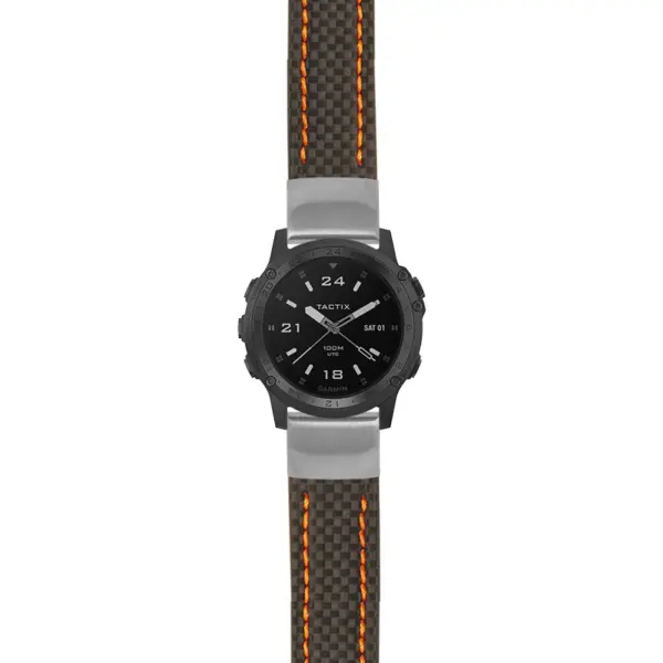 g.tch.st25 Main Black & Orange StrapsCo Heavy Duty Carbon Fiber Watch Strap 22mm
