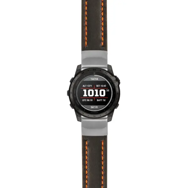 g.t7.st23 Main Black & Orange StrapsCo Heavy Duty Mens Leather Watch Band Strap 22mm