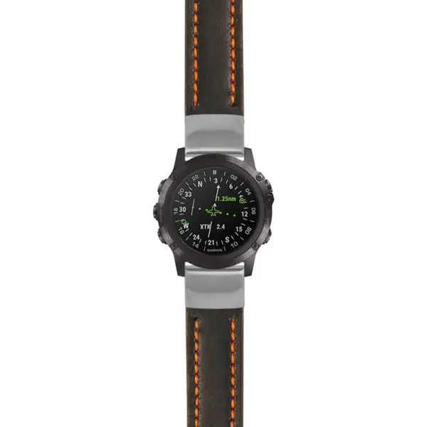 g.d2dpx.st23 Main Black & Orange StrapsCo Heavy Duty Mens Leather Watch Band Strap 20mm