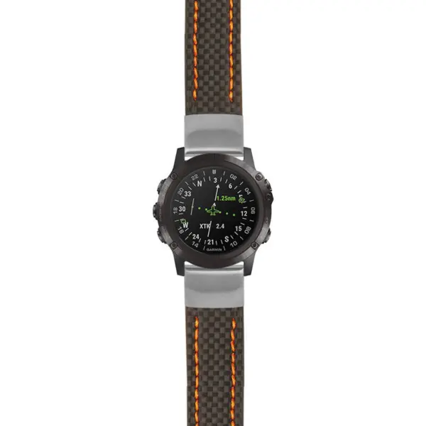 g.d2dpx.st25 Main Black & Orange StrapsCo Heavy Duty Carbon Fiber Watch Strap 20mm
