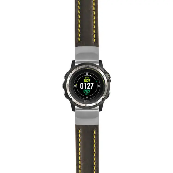 g.d2ch.st23 Main Black & Yellow StrapsCo Heavy Duty Mens Leather Watch Band Strap 20mm