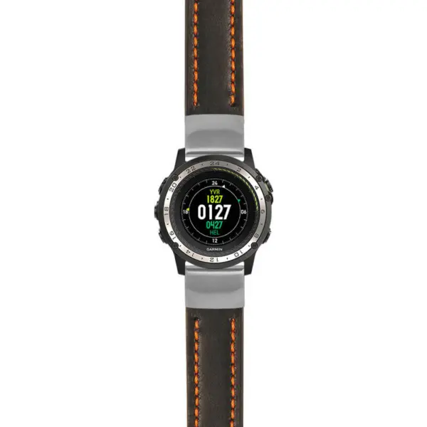 g.d2ch.st23 Main Black & Orange StrapsCo Heavy Duty Mens Leather Watch Band Strap 20mm