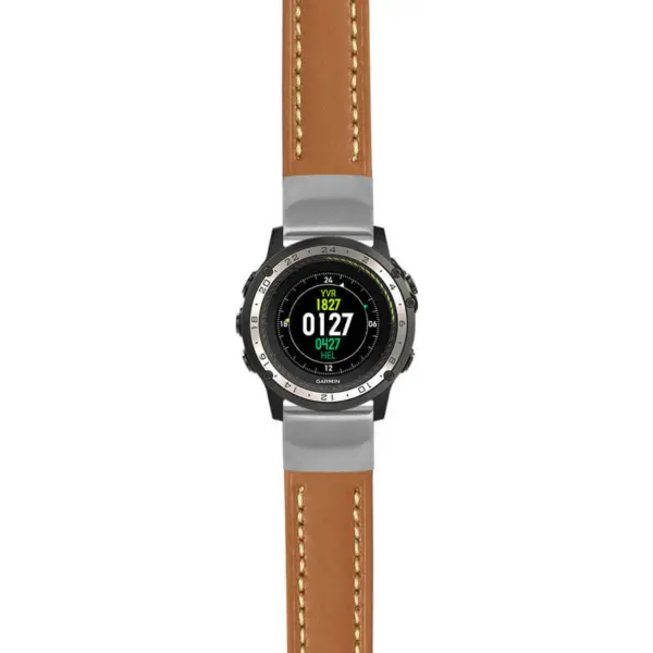 g.d2ch.st23 Main Tan & White StrapsCo Heavy Duty Mens Leather Watch Band Strap 20mm
