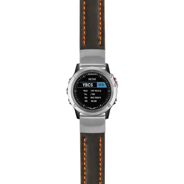 g.d2bv.st23 Main Black & Orange StrapsCo Heavy Duty Mens Leather Watch Band Strap 20mm