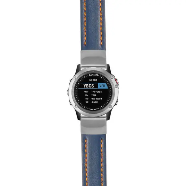g.d2bv.st23 Main Blue & Orange StrapsCo Heavy Duty Mens Leather Watch Band Strap 20mm