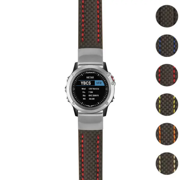 g.d2bv.st25 Gallery Black & Red StrapsCo Heavy Duty Carbon Fiber Watch Strap 20mm