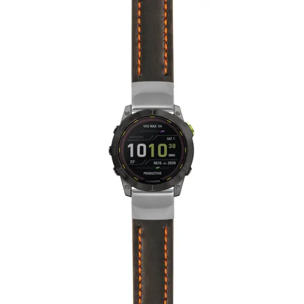 g.ed2.st23 Main Black & Orange StrapsCo Heavy Duty Mens Leather Watch Band Strap 20mm