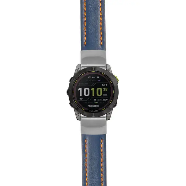 g.ed2.st23 Main Blue & Orange StrapsCo Heavy Duty Mens Leather Watch Band Strap 20mm